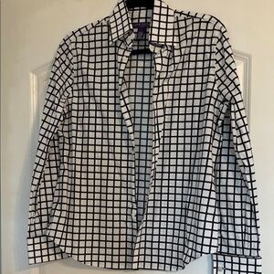 Ralph Lauren Purple Label Navy(?) & White Grid Button-Up Shirt - 8